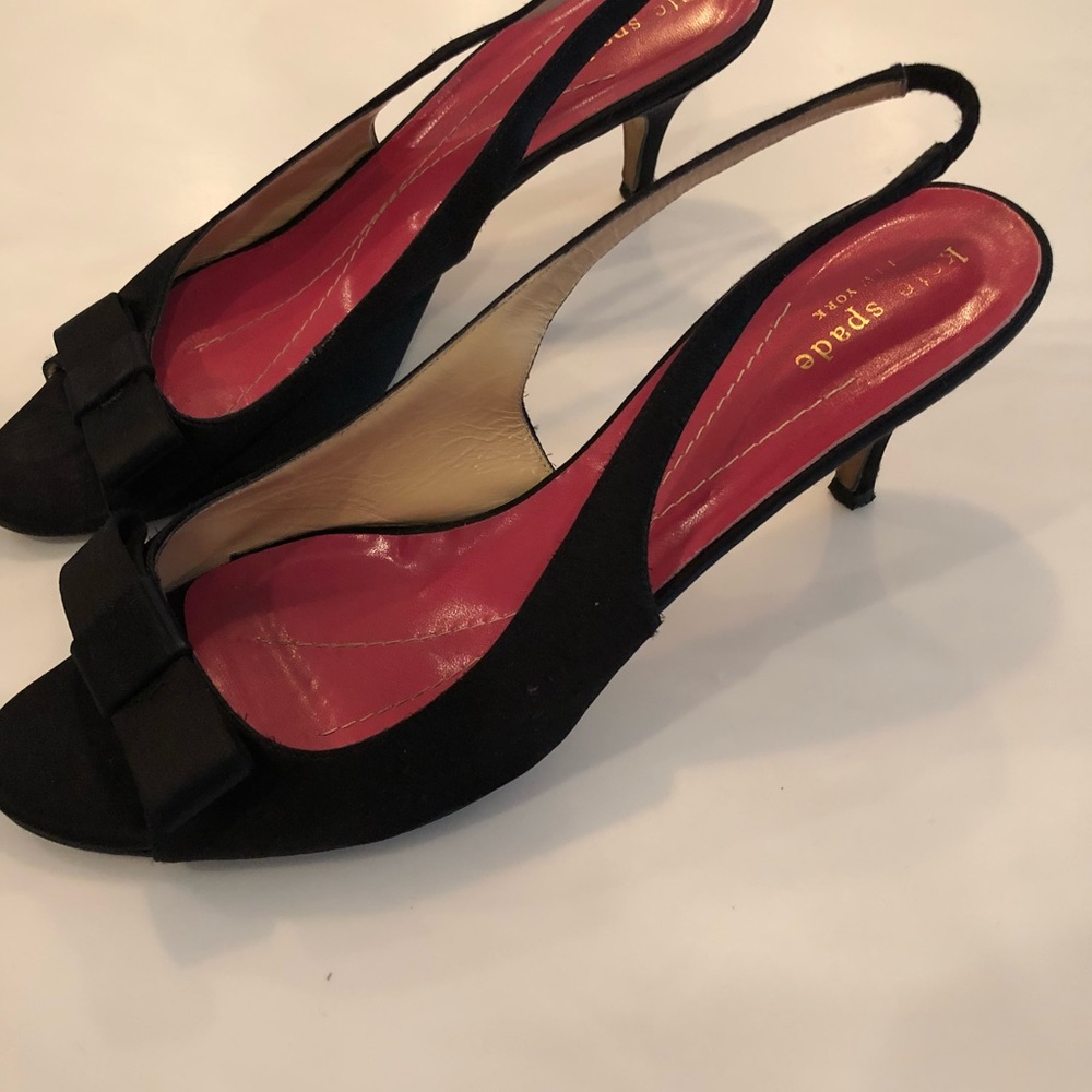 Kate Spade black satin heel size 10